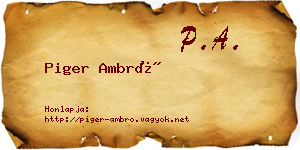 Piger Ambró névjegykártya